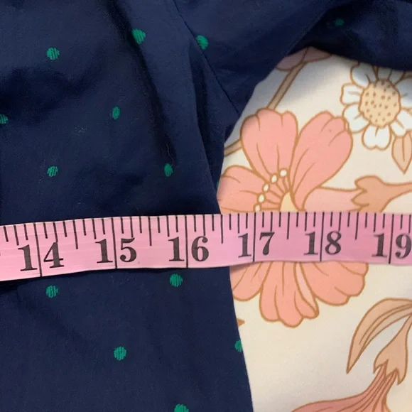 Old Navy Dark Blue Long Sleeve Dress with green polka dots sz med EUC B63 - Picture 4 of 6